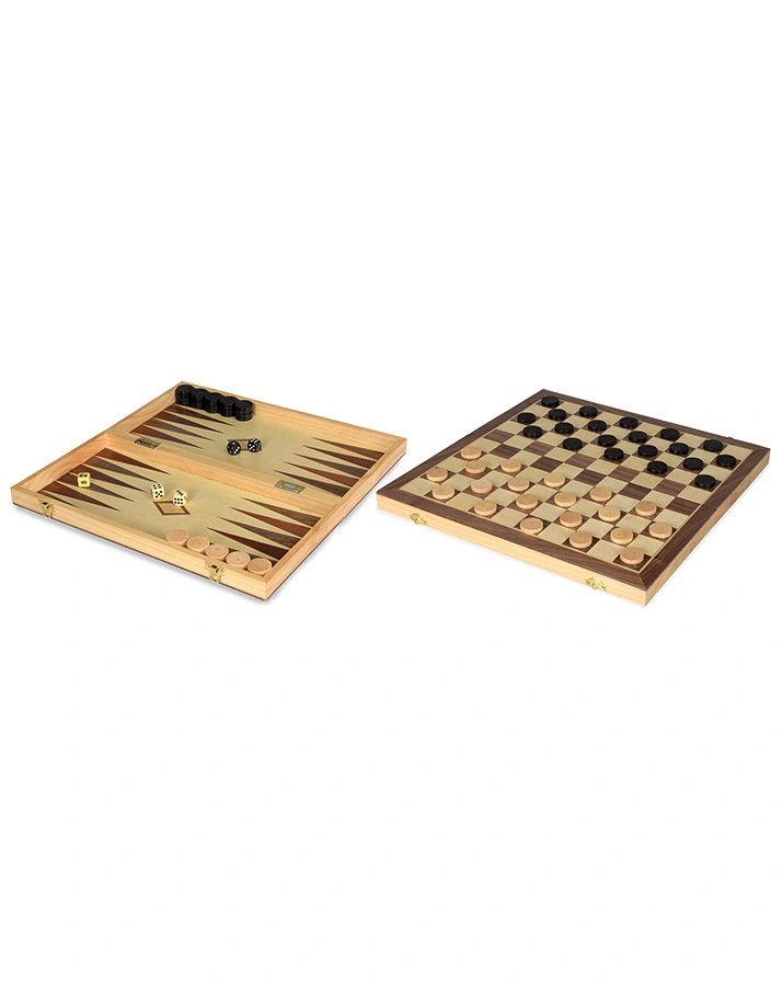 Gesellschaftsspiel DAME UND BACKGAMMON aus Holz
