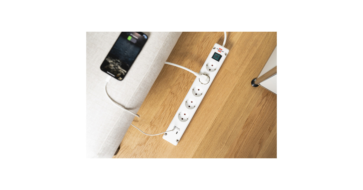 BrennenstuhlBremounta stekkerdoos 5-voudig met 2 USB C-laadcontactdozen stekkerdoos  (Wit, 2x USB C)