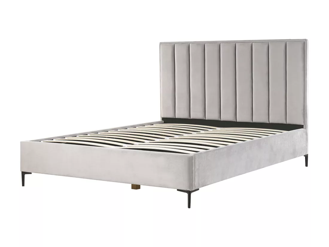Ensemble de chambre Velours SEZANNE 180 x 200 cm Gris clair