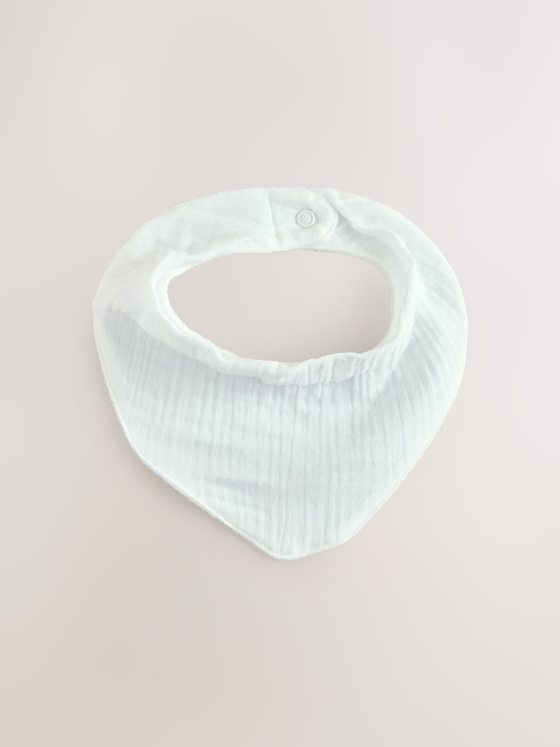 Wit - Verpakking van 3 babyslabbetjes van mousseline