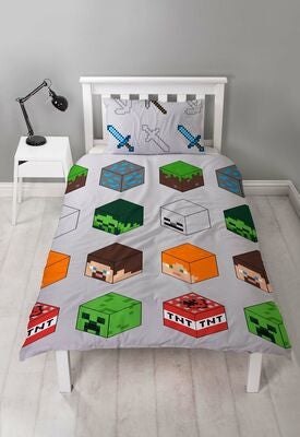 Minecraft Pixel Sengesett 140 x 200 cm