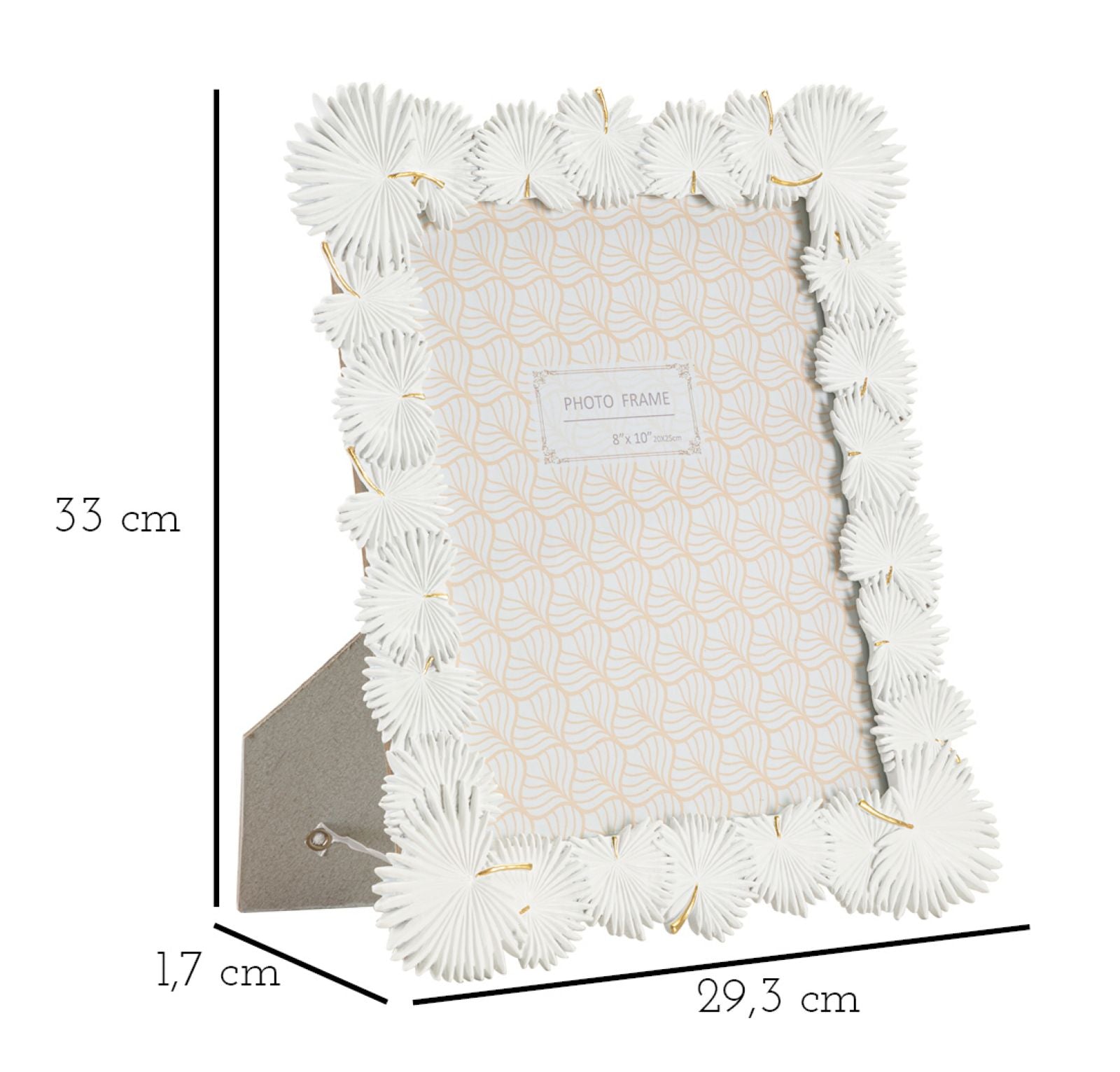 Witte harslijst met bladeren 28,5x1,7x33 cm