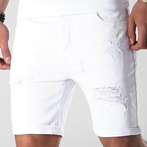Short Jean Avec Dechirures LB054-B09 Blanc