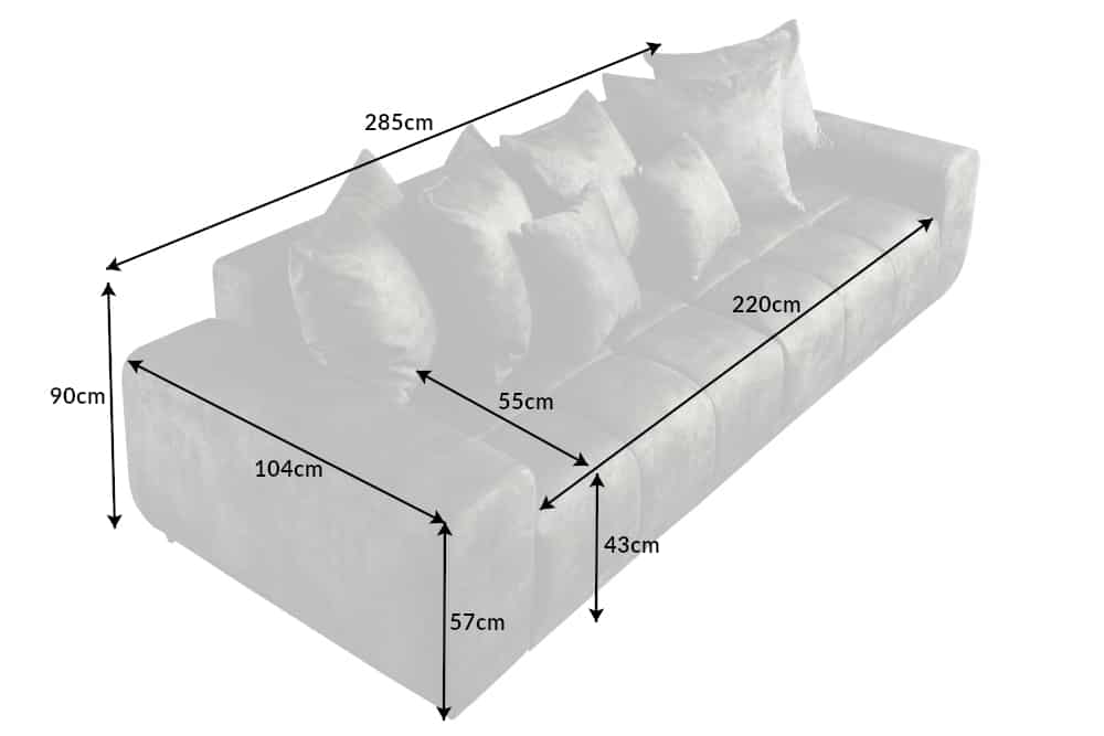 Big Sofa ELEGANCIA 285cm moosgrün Microfaser XXL Couch inkl. Kissen Federkern