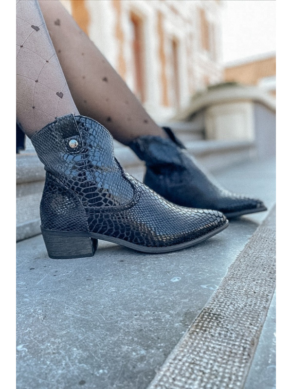 Bottines Anna-Lou Noires snake - Les Petites Bombes