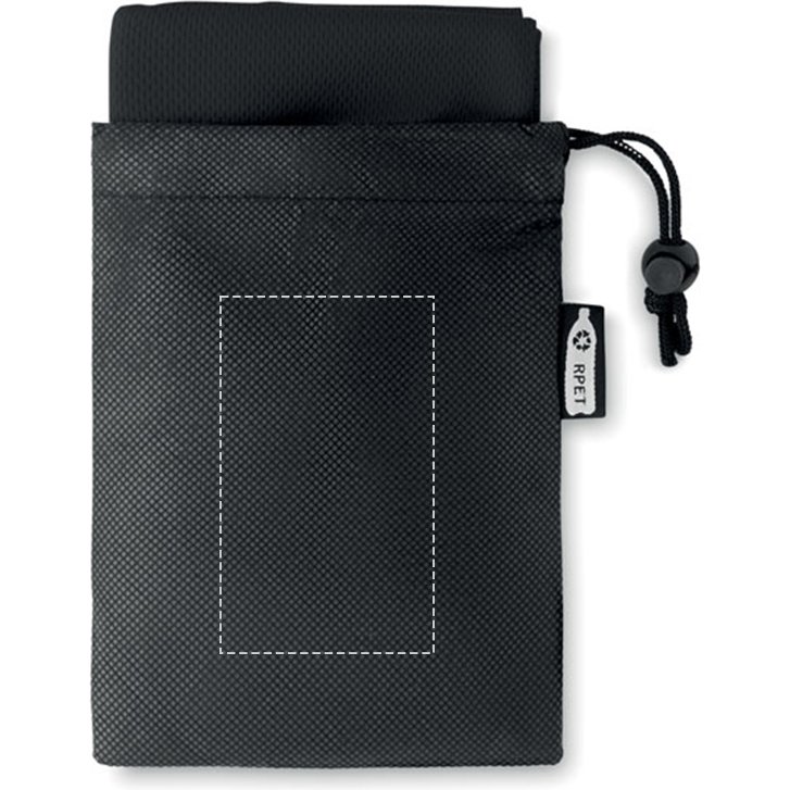 Serviette de sport avec pochette publicitaire en RPET toucher microfibre 30 x 80 cm - marquage 1 couleur