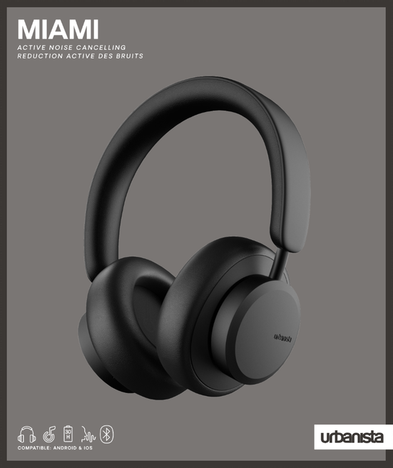 Urbanista - Miami Midnight Black Wireless ANC hovedtelefoner