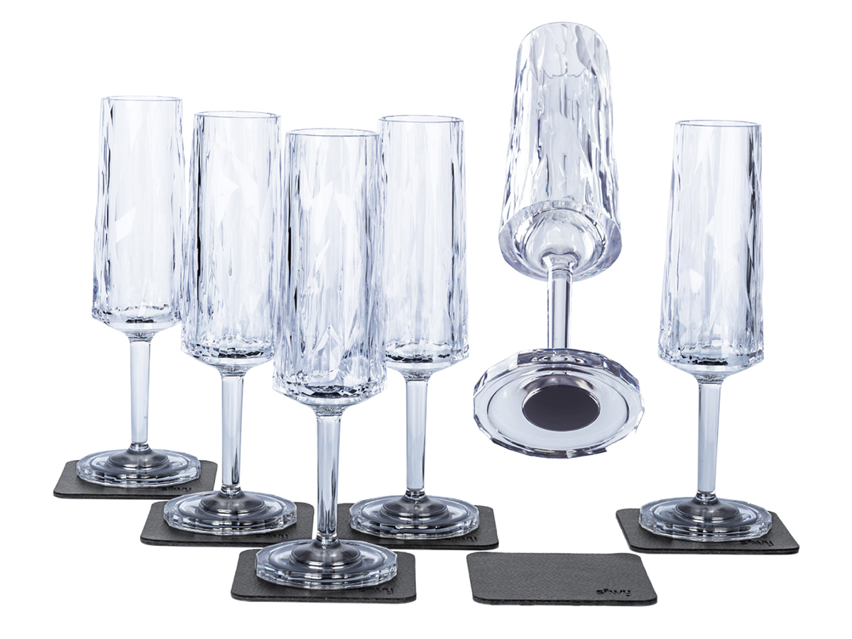 Silwy Sekt Magnetische kunststof glazen - set van 6