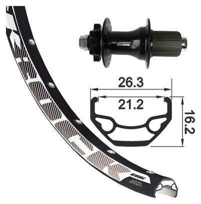 Roue Arrière XLC 29'' | 12x142 mm | Corps Shimano/Sram Noir