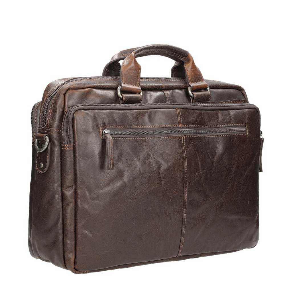 Spikes & Sparrow Bronco 3 Zipper Businesstas dark brown