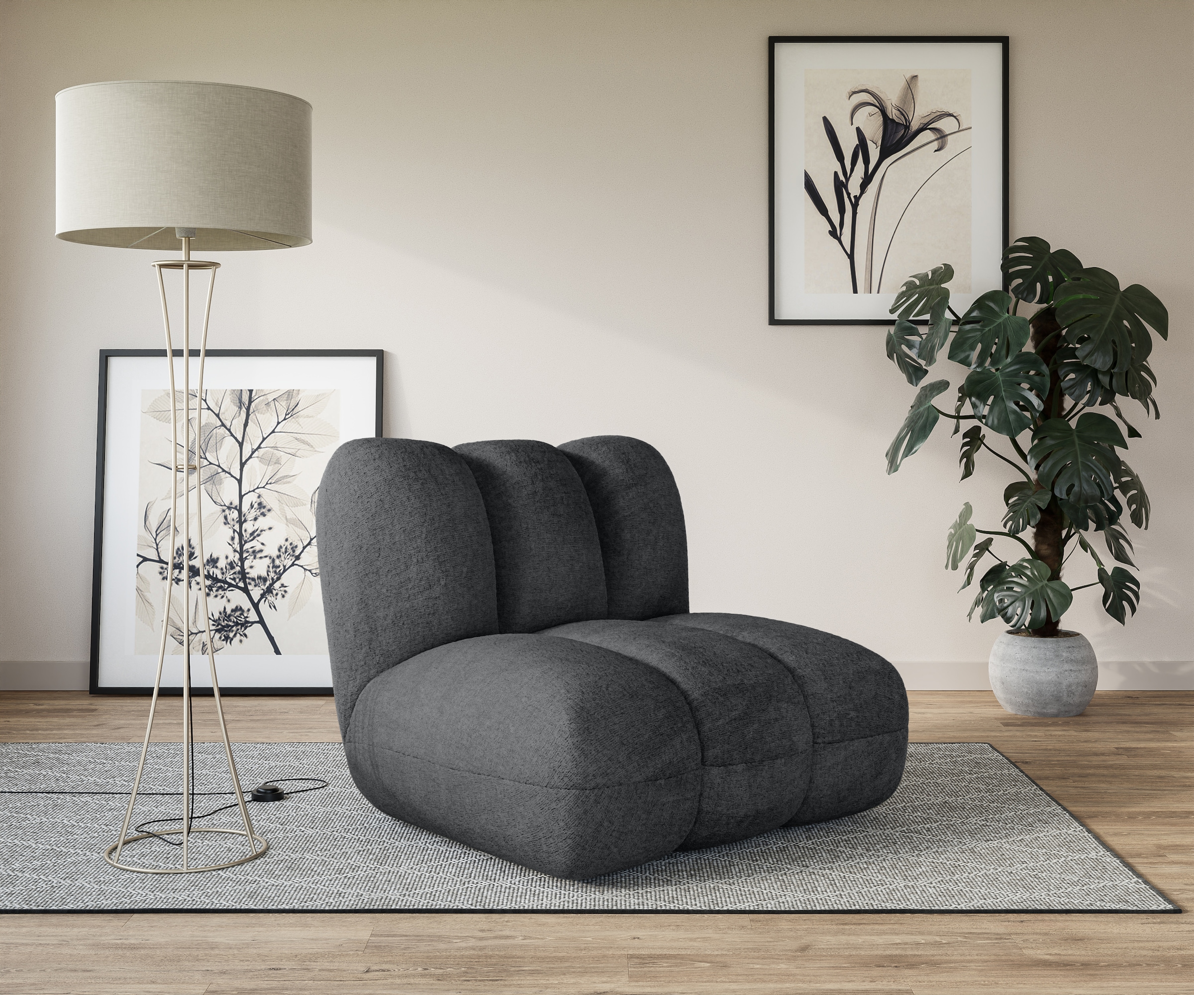 LeGer Home by Lena Gercke Sessel »Priya Loungesessel, moderne Steppung, auch in Bouclé« perfektes Einzelstück, gemütlich und modern, B/T/H: 90/106/84 cm