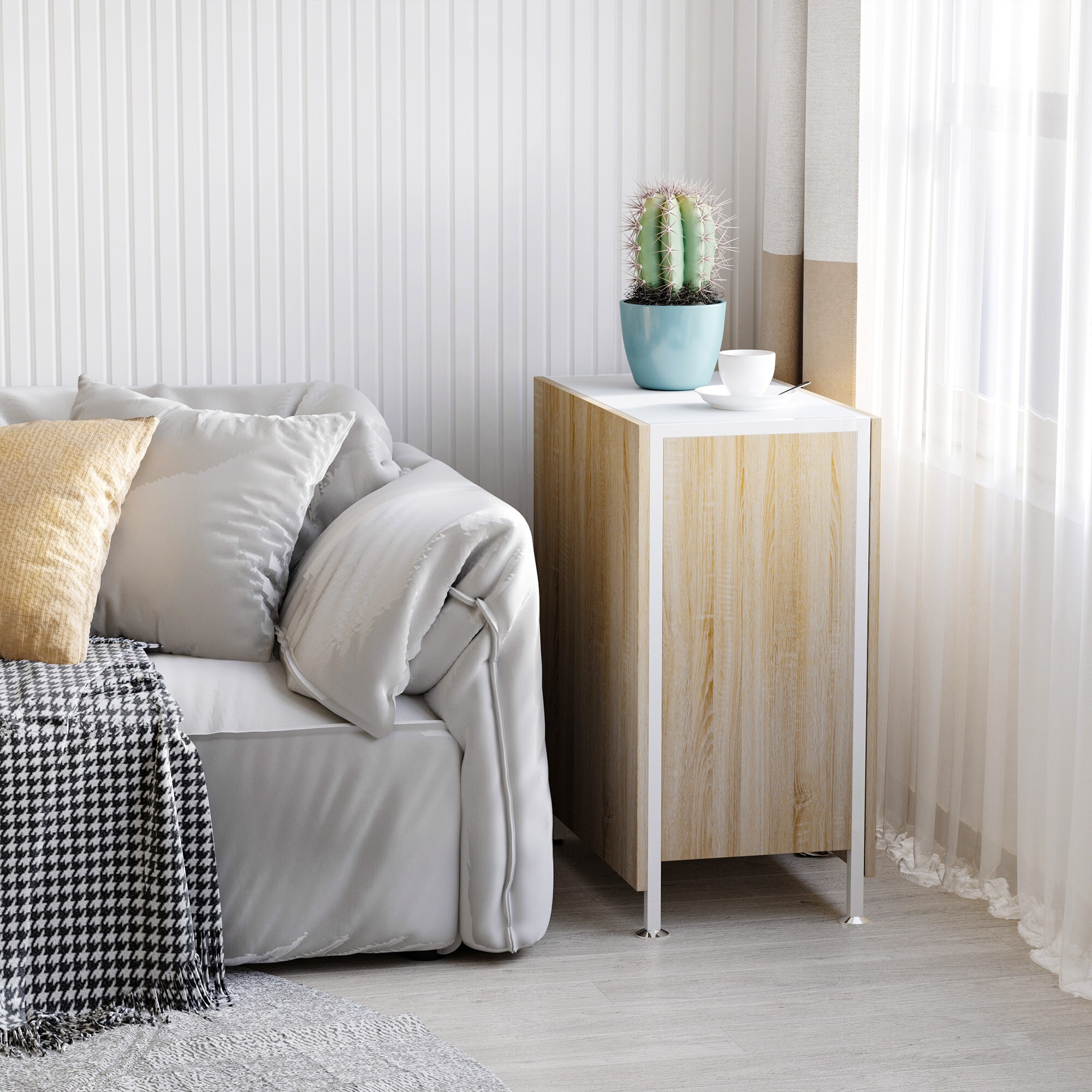 HOMCOM Klapptisch mit Stauraum natur, weiß 169 x 62 x 75 cm (LxBxH)
