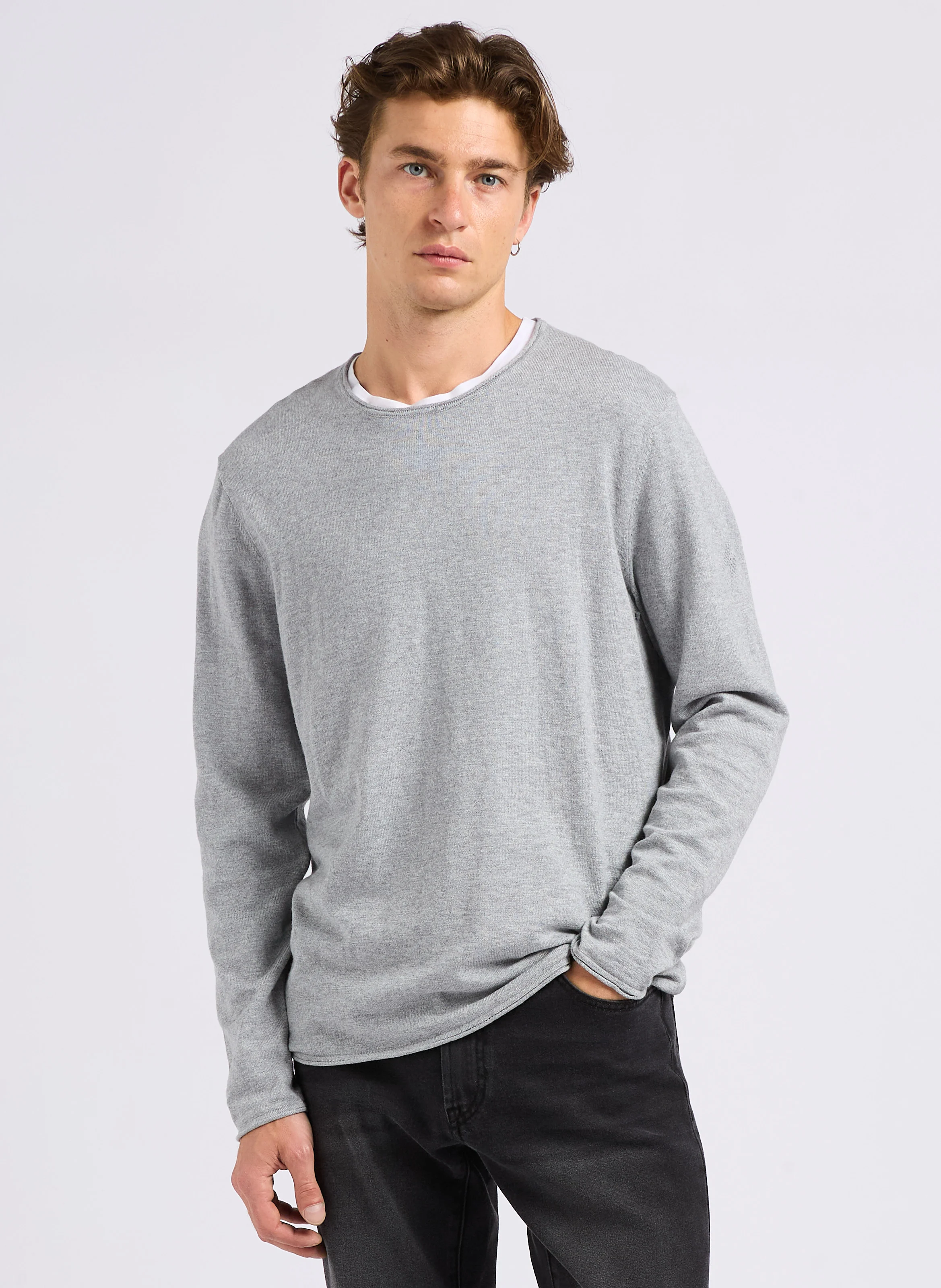 Pull col bateau en coton | Gris