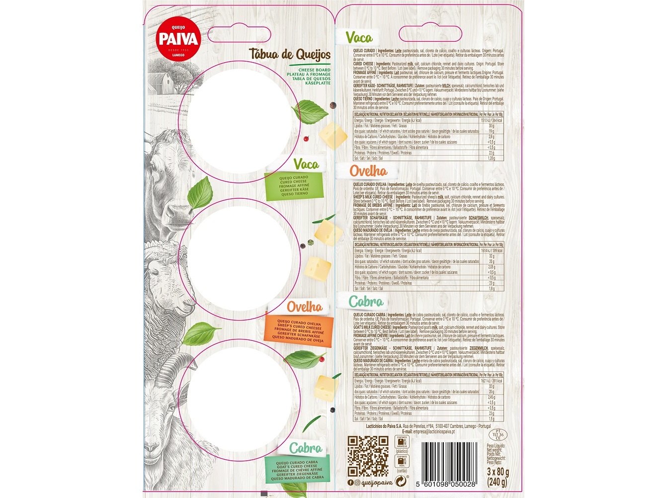 TABUA DE QUEIJOS MISTURA PAIVA 3X80G