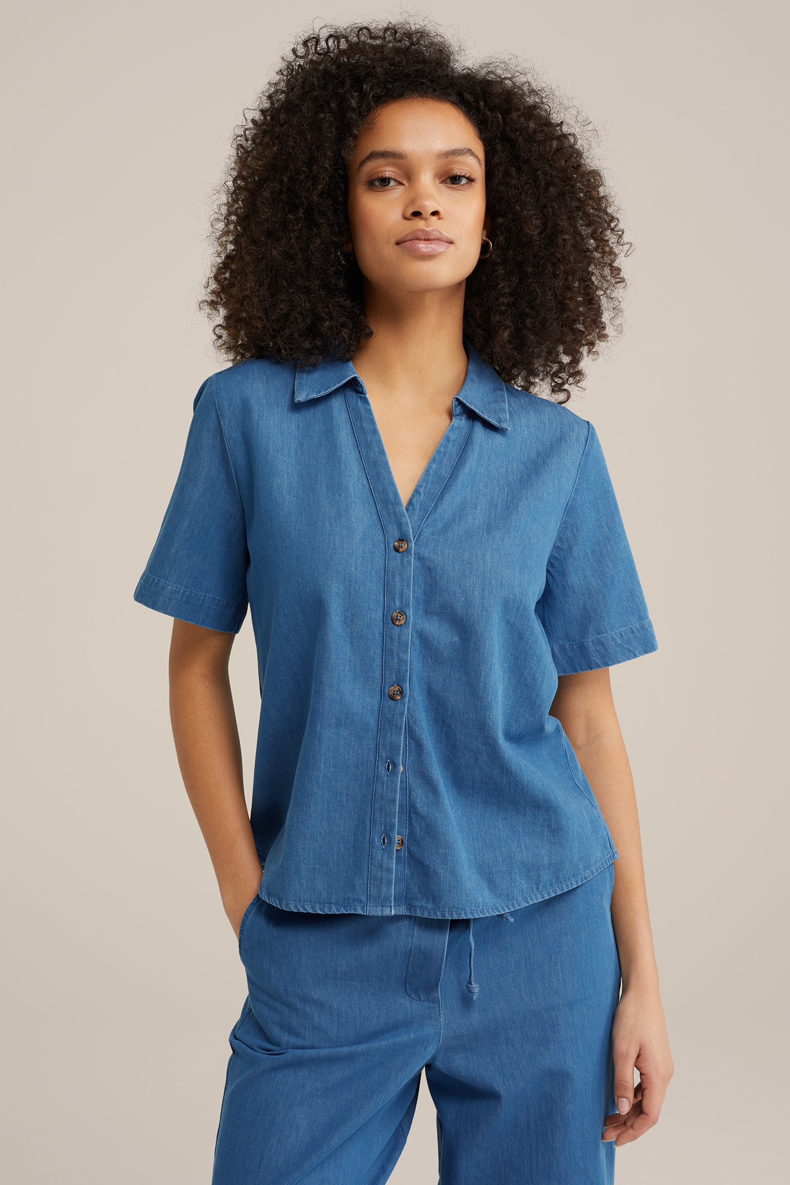 denim blouse WE Fashion Blauw