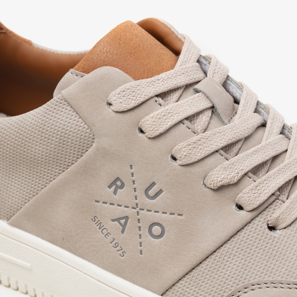 Blue Box grijze heren sneakers met bruin detail