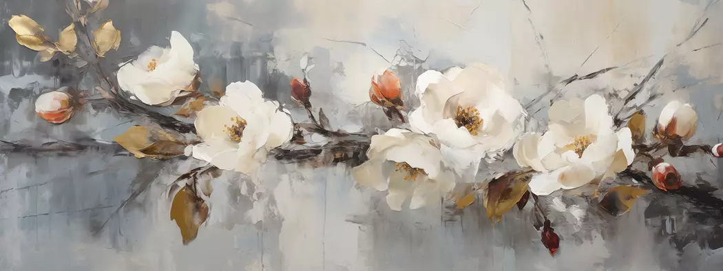 Wandbild 30 x 80 cm Roses On Grey III