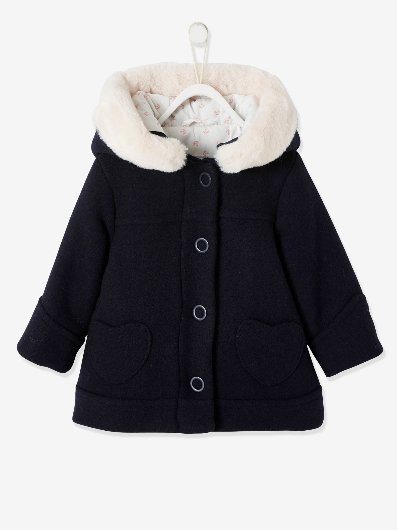 Casaco liso cinza claro com capuz para bebê menina, com estampas.