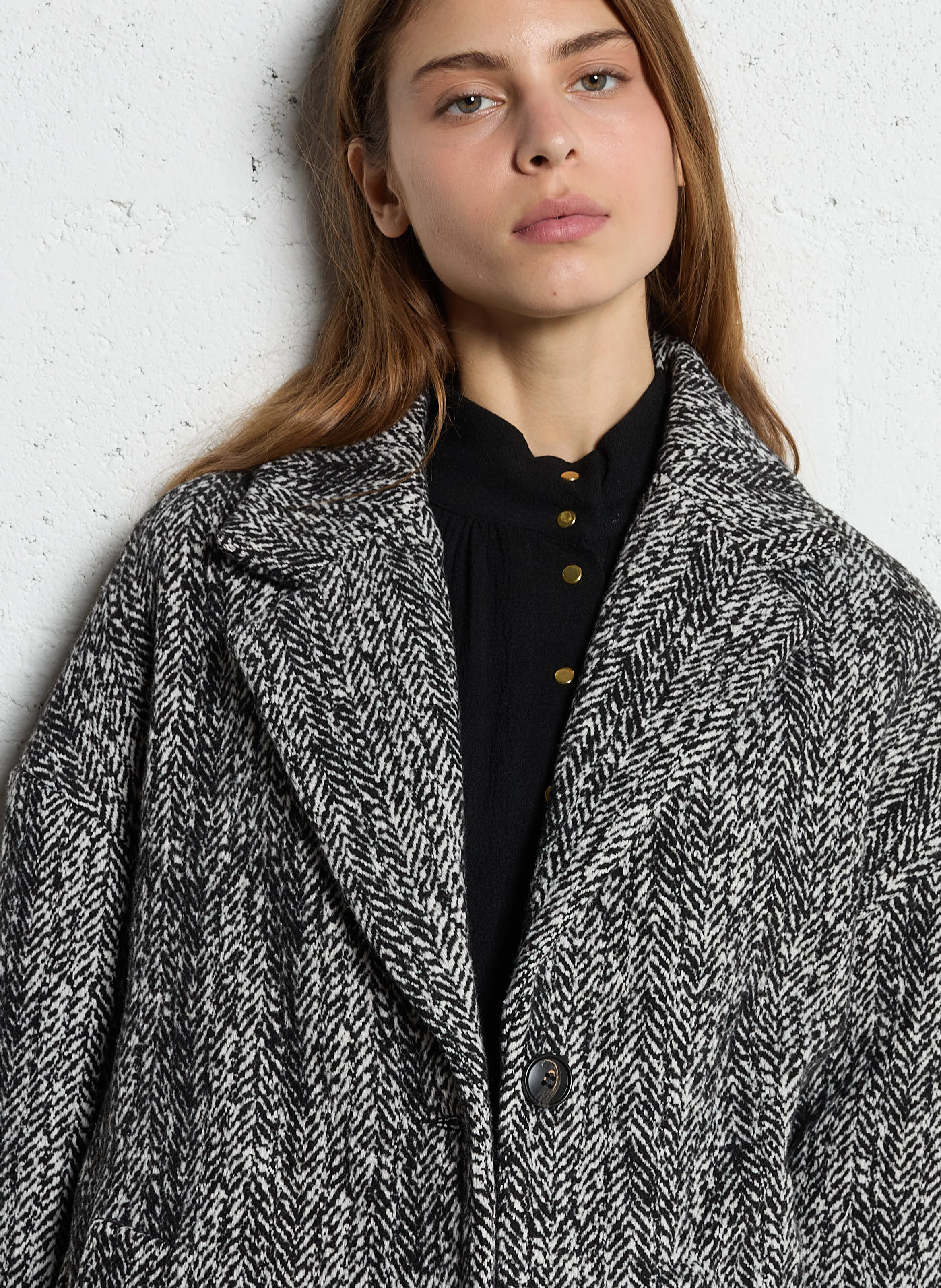Manteau col tailleur| Noir