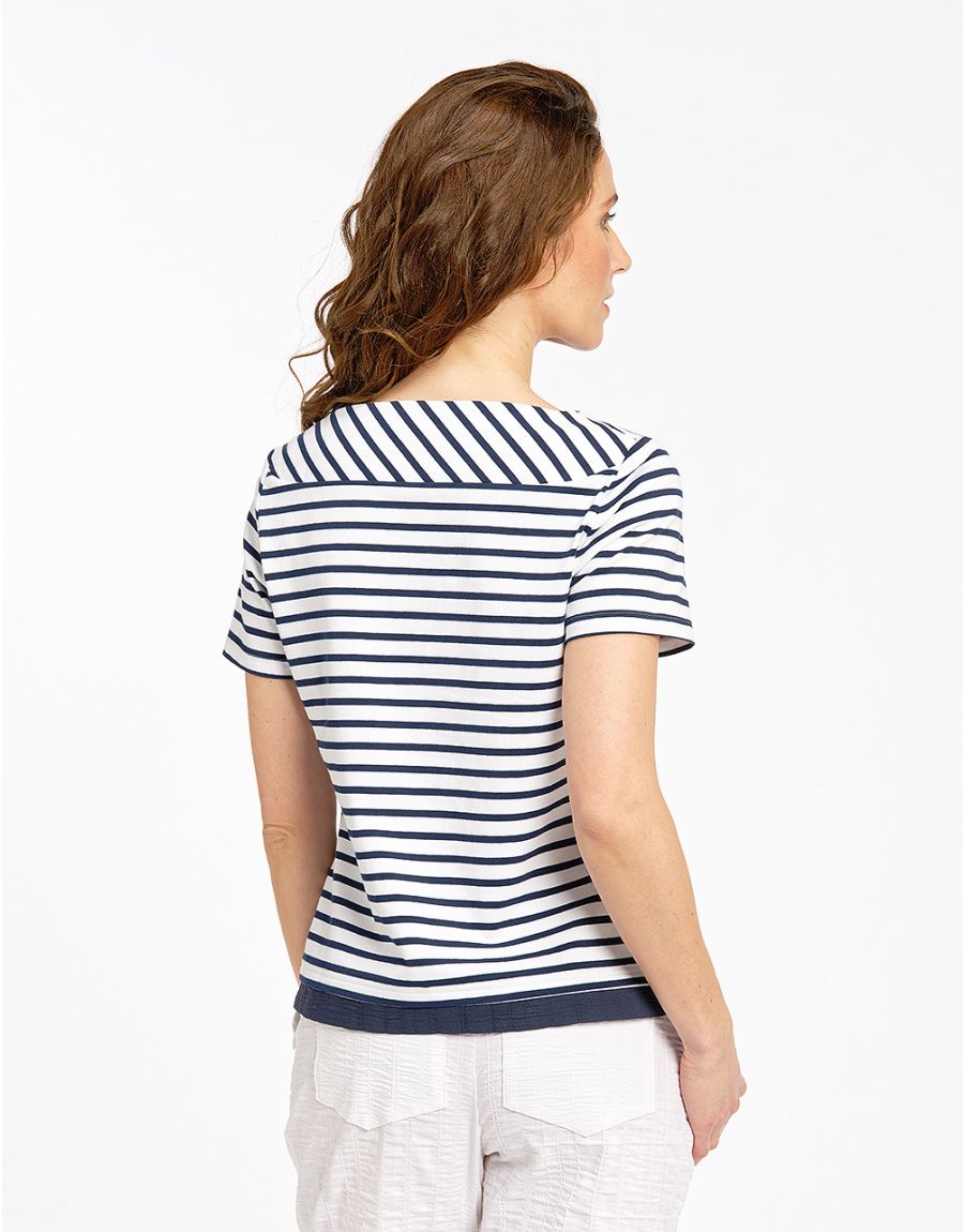 T-shirt rayé bleu et blan