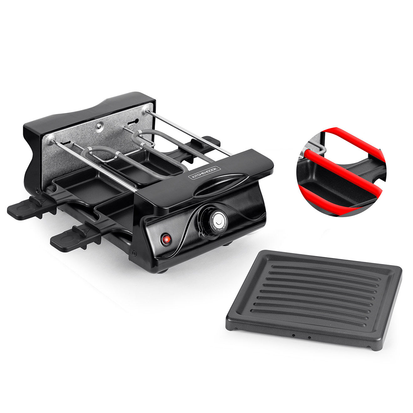 Kitchencook Raclette Grill noire - 4 personnes