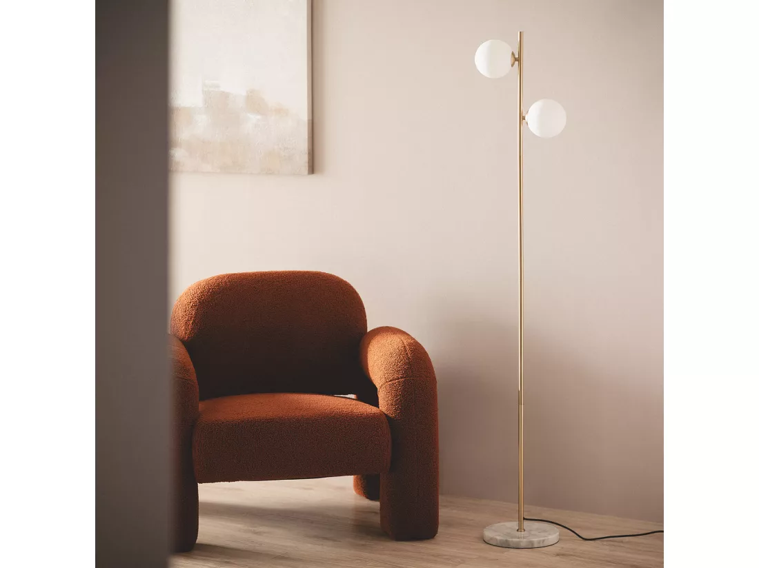Lampadaire Métal et Verre Lune Blanc