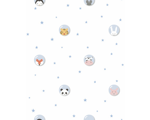 Vliesbehang 38143-3 Little Love Stars & Animals blauw