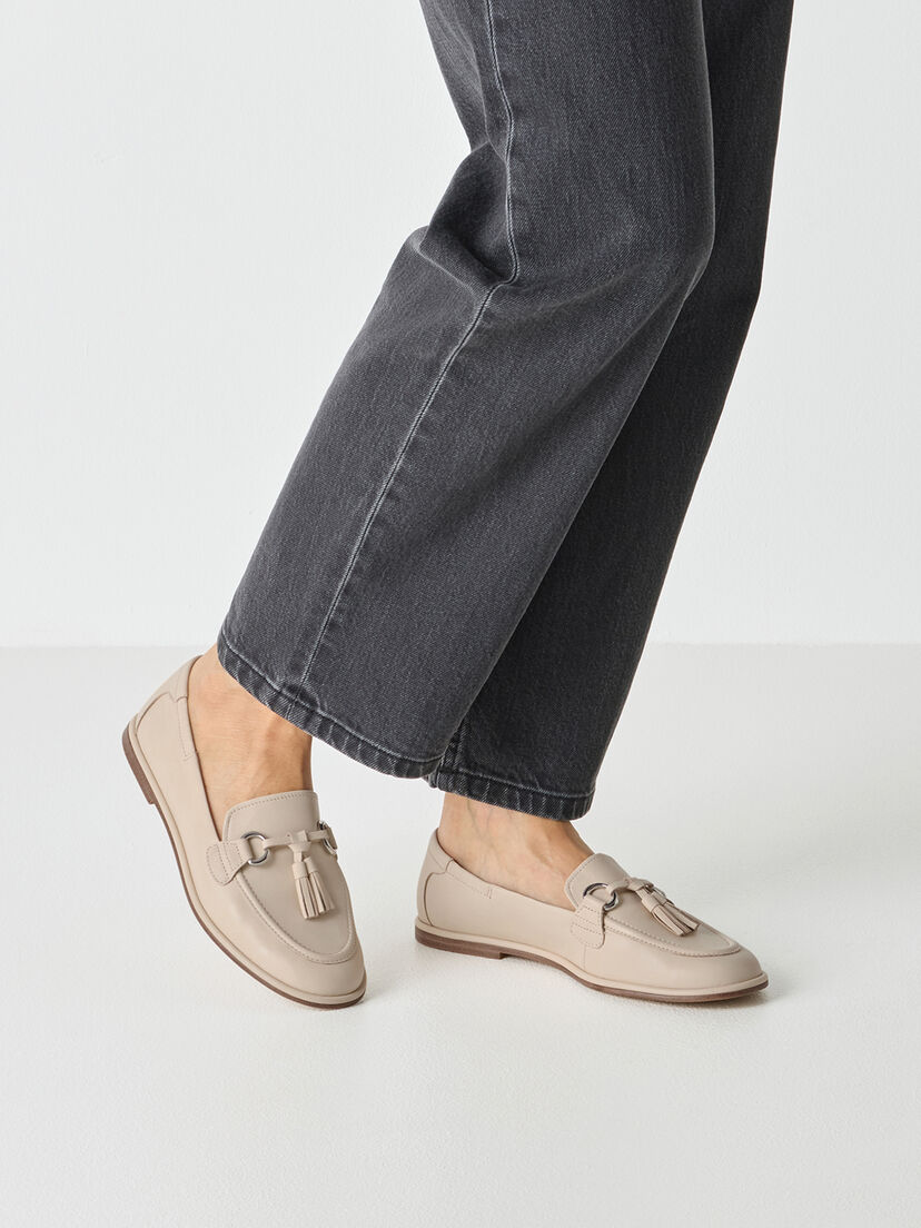 Leren Instappers - beige