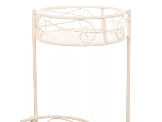 Support 3 casseroles en fer forgé blanc 30x25x90h cm