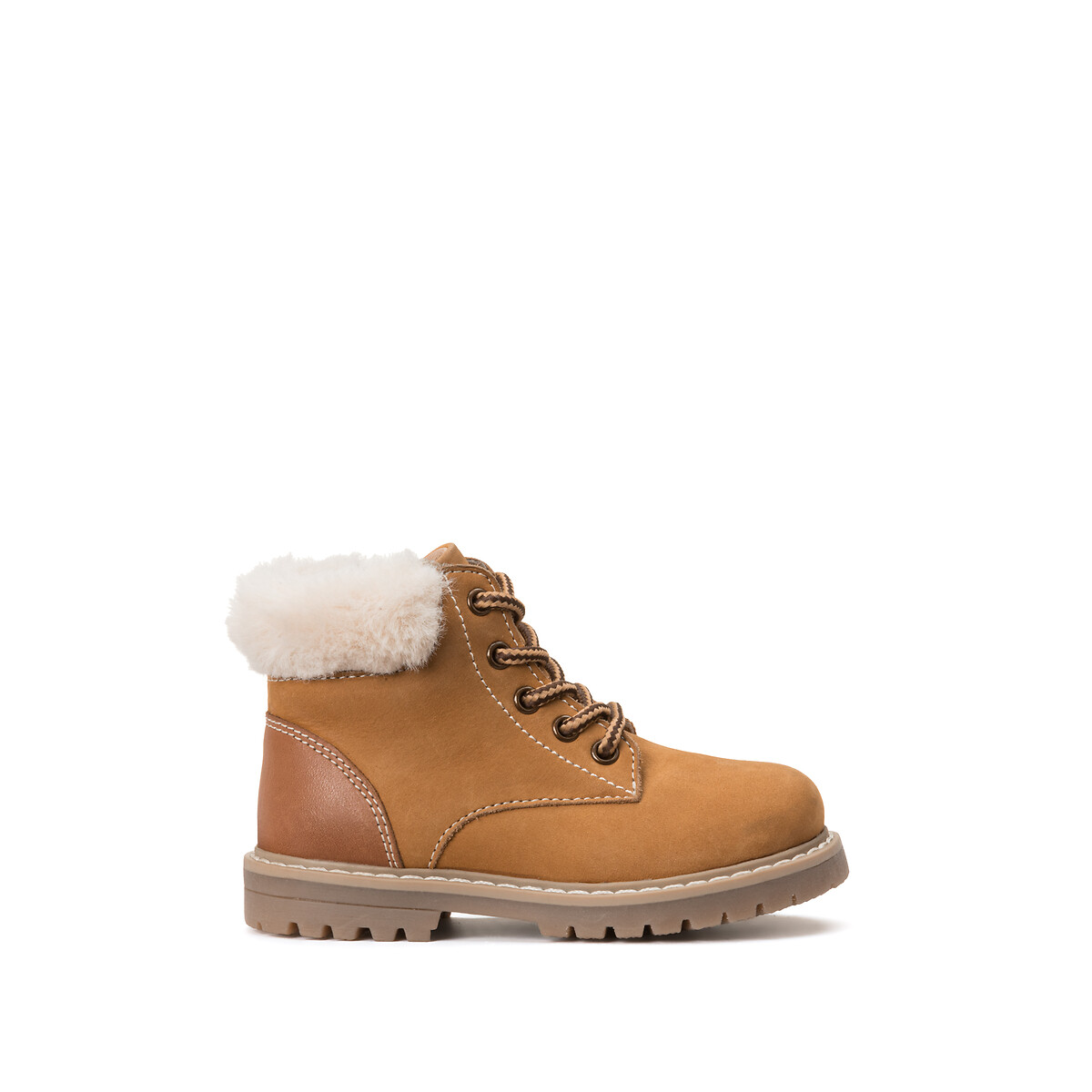 COLEÇÕES LA REDOUTE<br>Botas de tornozelo Leren com detalhes em rips