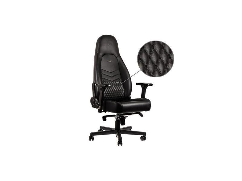 noblechairs Gaming-Stuhl ICON Echtleder Schwarz Echtleder-Computersessel