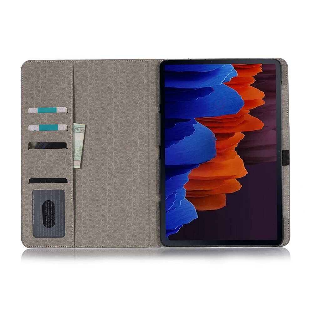 Samsung Galaxy Tab S9 Flipcase Hülle Ledertasche mit Aufstellfunktion Litchi Look   S-Pen Halterung - Weltkarte