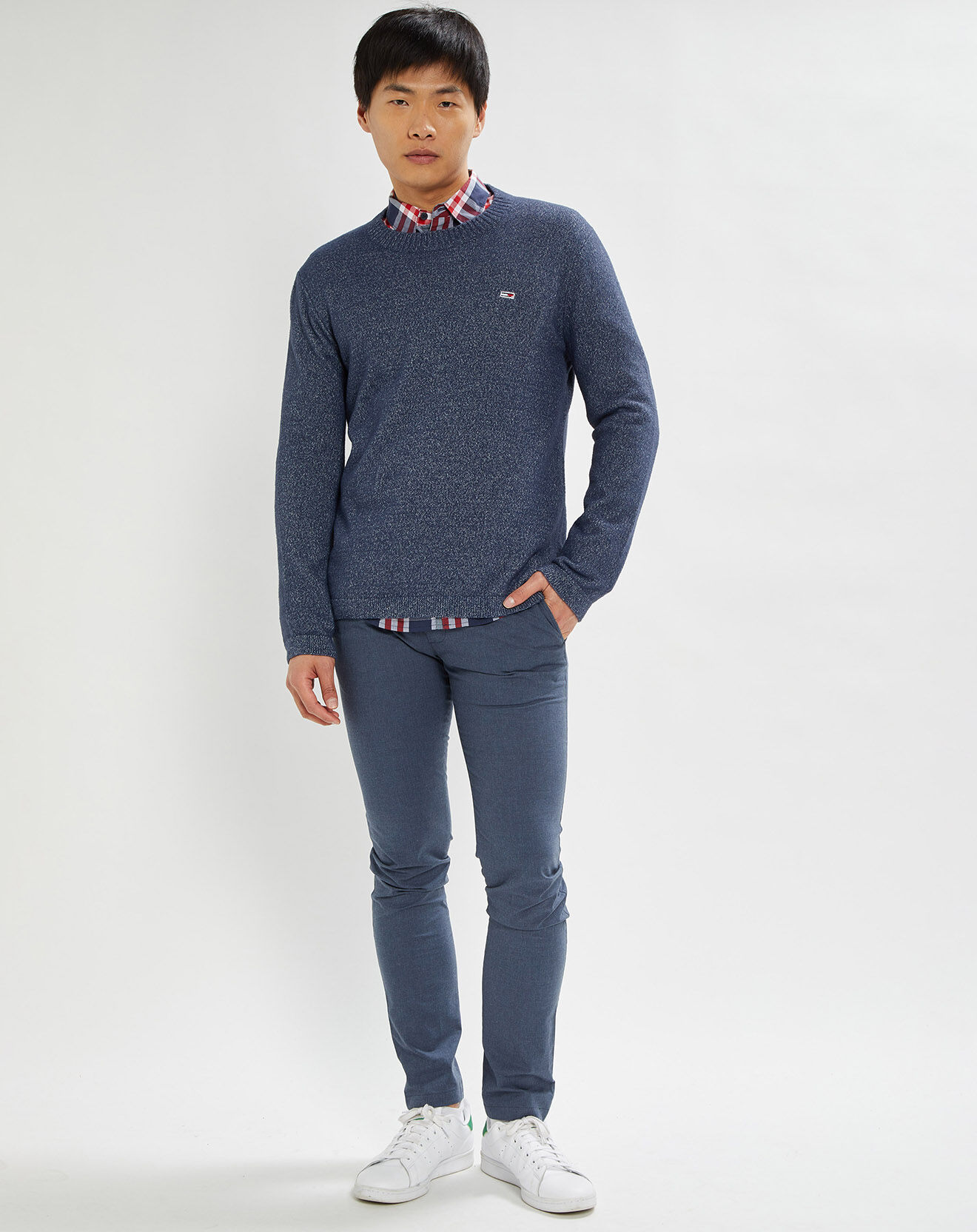 Tommy Jeans Pull Chenille bleu marine