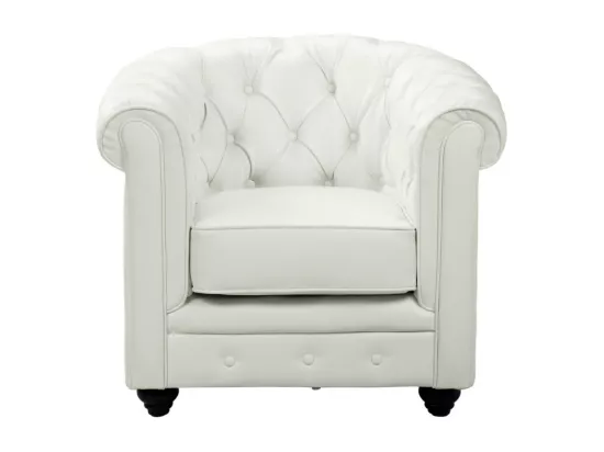 Canapé 3 places et fauteuil CHESTERFIELD - Simili Blanc