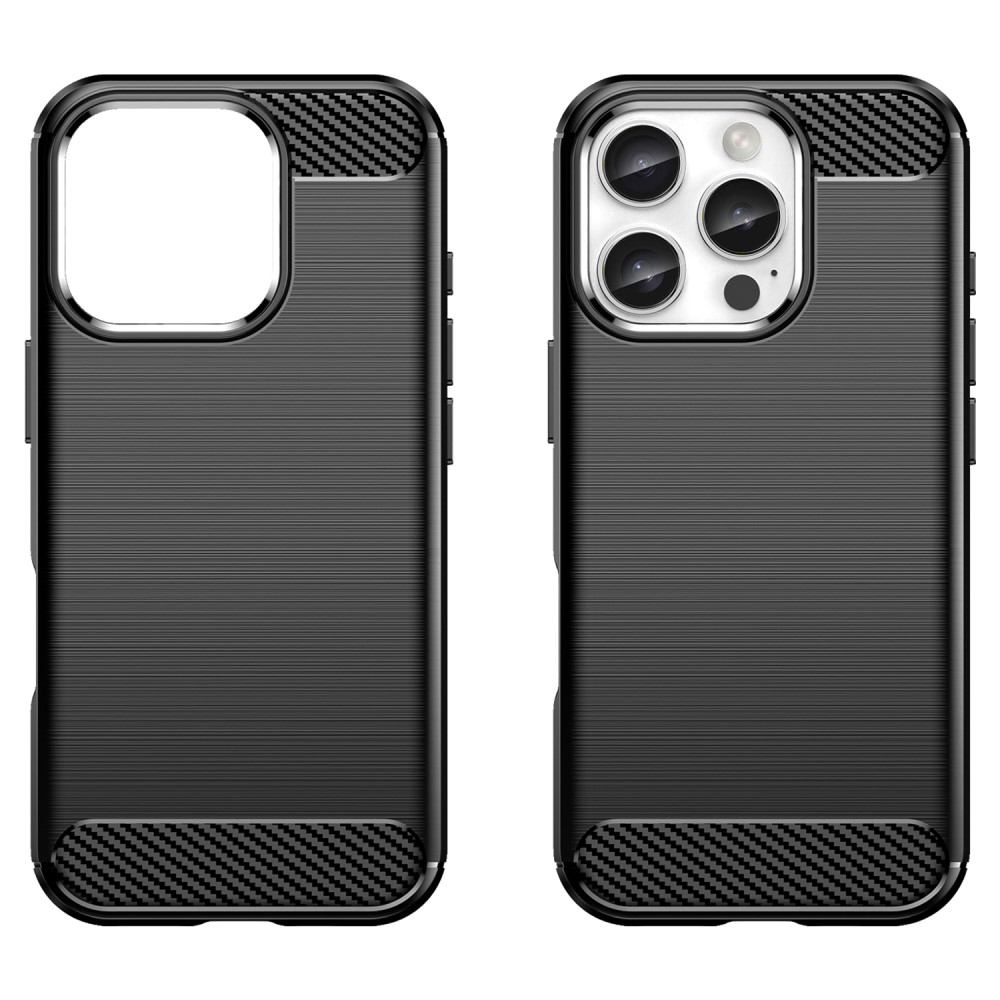 iPhone 16 Pro Gummi Case Schutzhülle Carbon Look - Schwarz