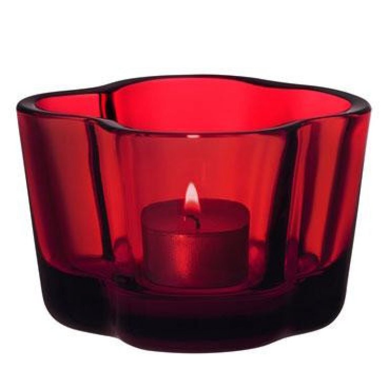 Iittala Alvar Aalto waxinelichthouder cranberry