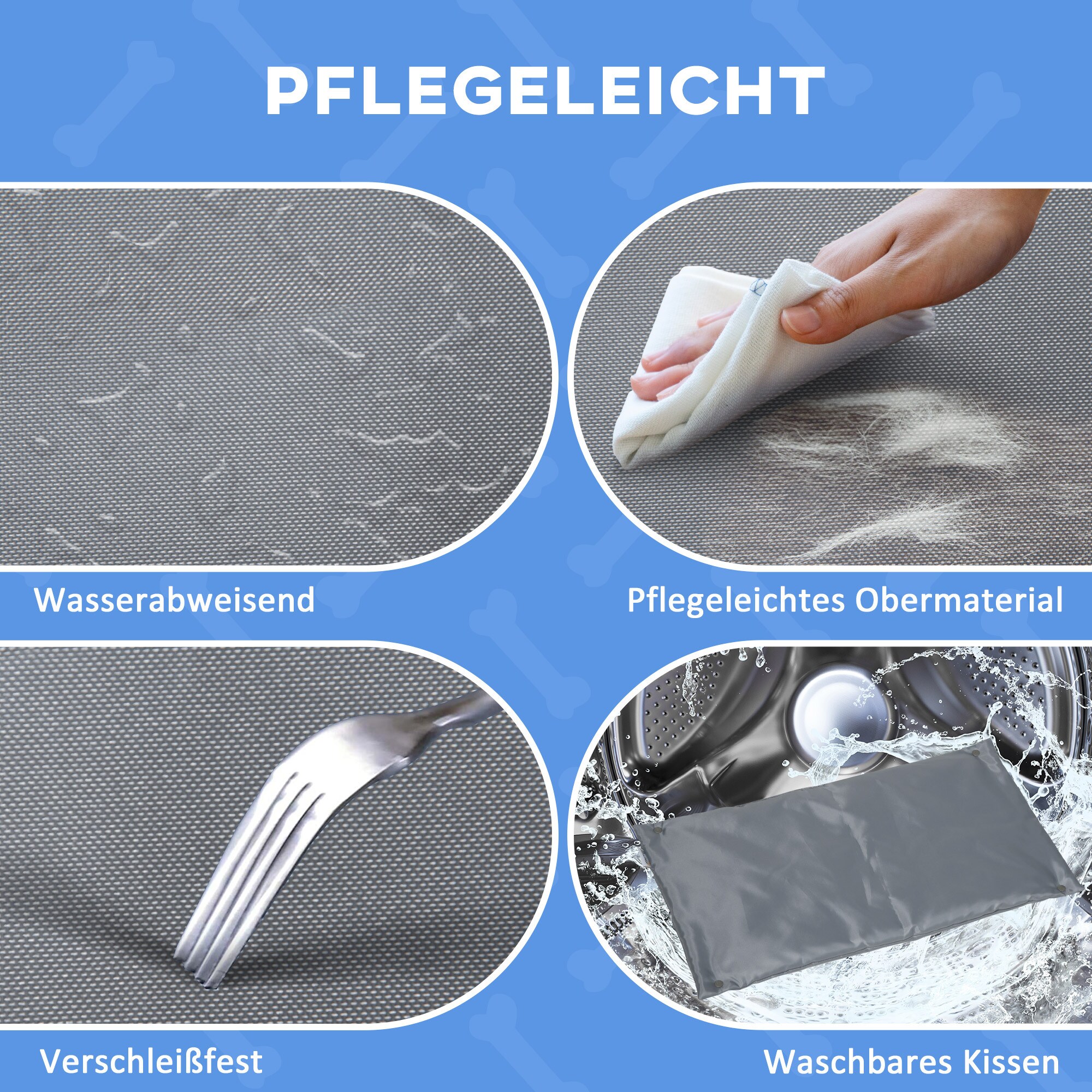 PawHut Haustierbett mit Kissen grau, natur 90L x 50B x 28H cm