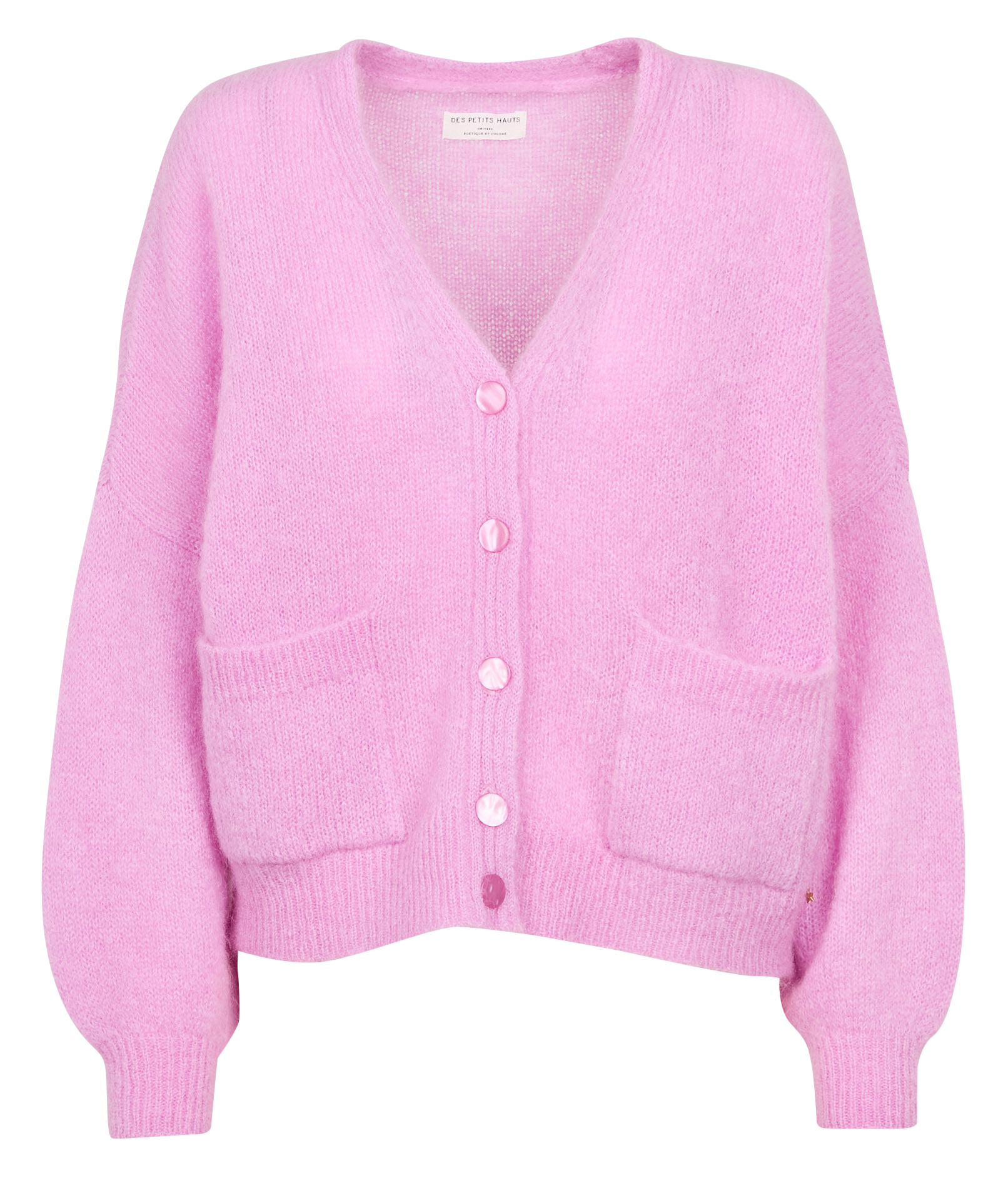 ALOUISE - Gilet col V droit en laine mélangée | Rose