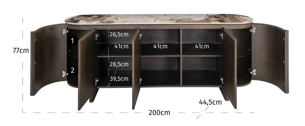 Wandkast 214221 Langford B200 x D44.5 x H77 cm