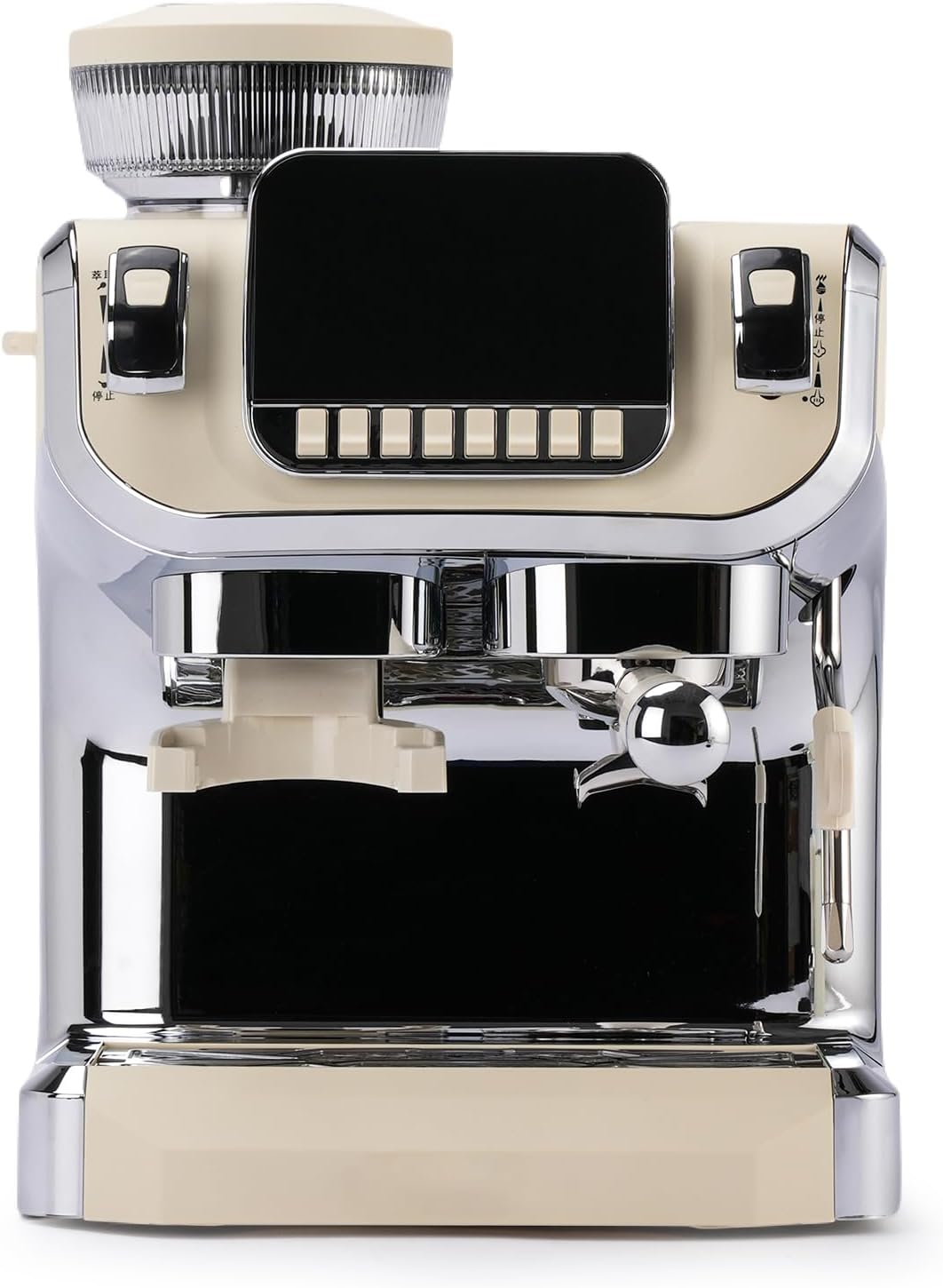 Mcilpoog TC520 Machine à expresso avec mousse à lait, Machine à café semi-automatique avec broyeur, Machine à café expresso facile à utiliser avec grand écran de 6 pouces, pompe à pression de 15 bar