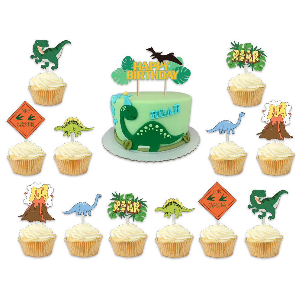 (99-tlg. Set) Happy Birthday Girlande Kinder Geburtstags Party Deko Dinosaurier   Latex- und Folienballons / Kuchenstecker - Grün