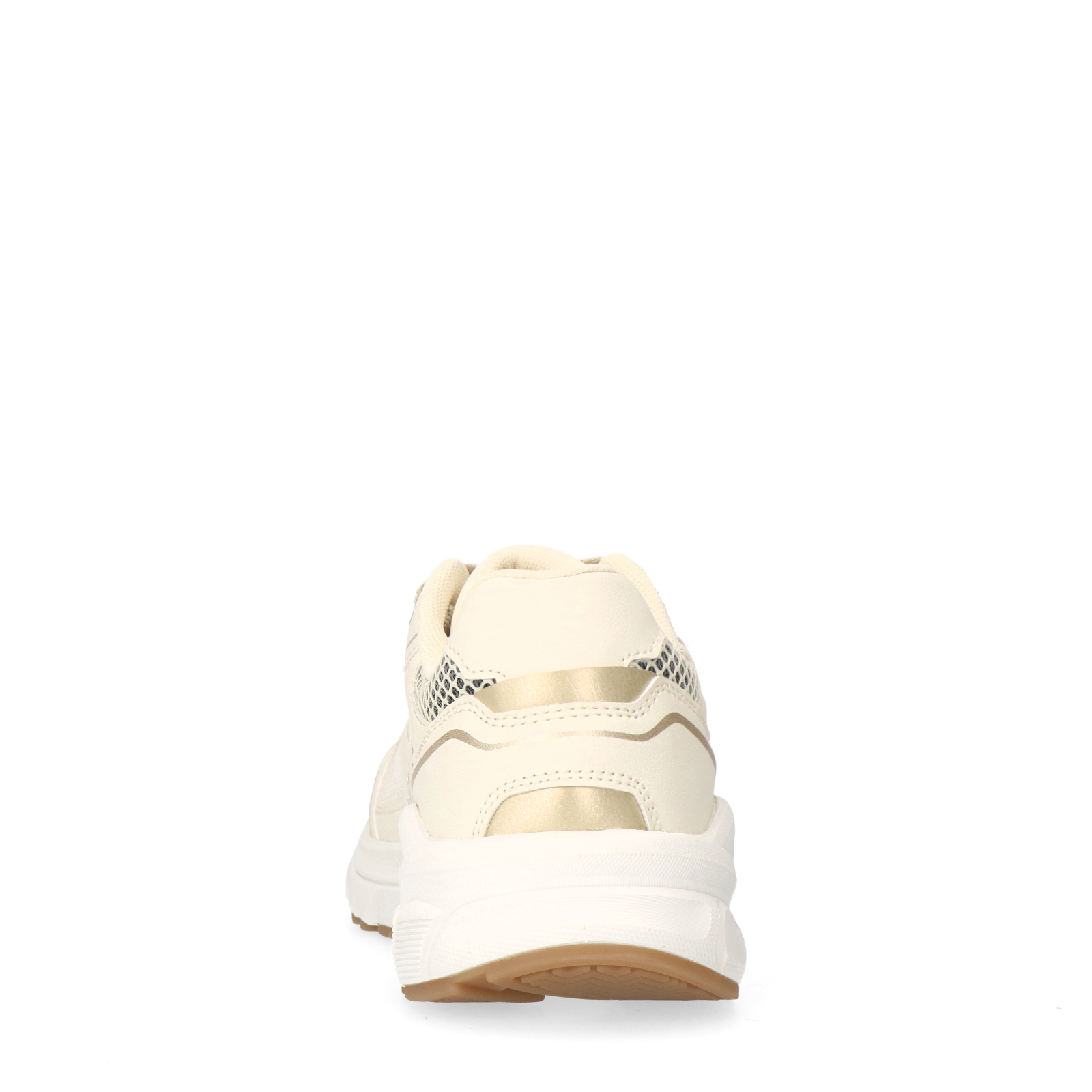 Witte crème sneakers met mesh details