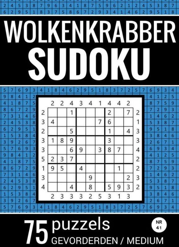 Puzzelboek - 75 Wolkenkrabber Sudoku Puzzels - A5 - Zwart/Wit - Paperback