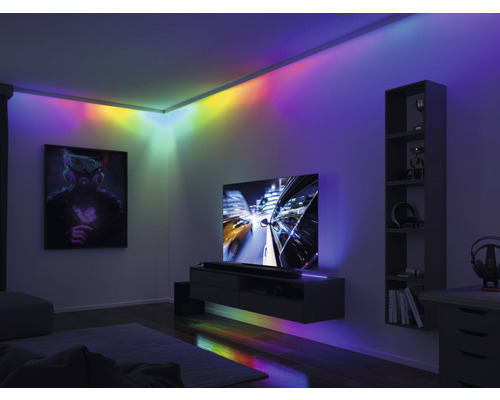 Klaar voor gebruik Entertain LED-strip 1,5 m Dynamische RGB-kleurverandering 90 LED's met geheugenfunctie + afstandsbediening 12V