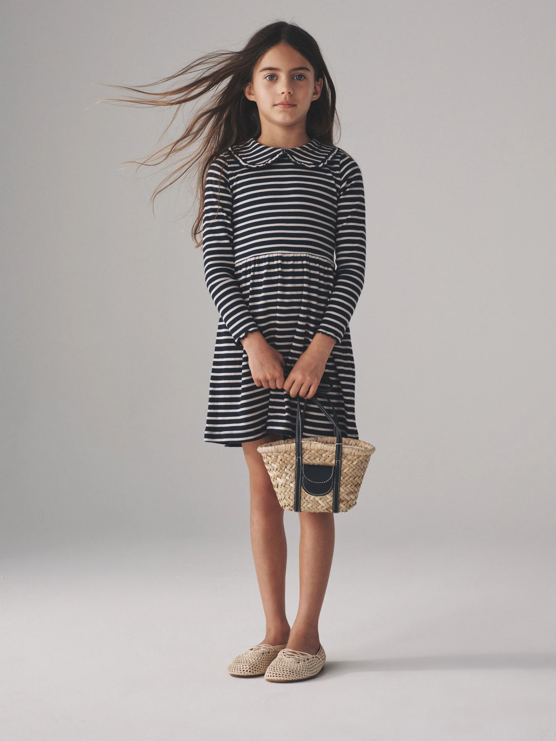 Navy/Red/Stripe - The Set 3 Pack Rib Long Sleeve Collar Dresses