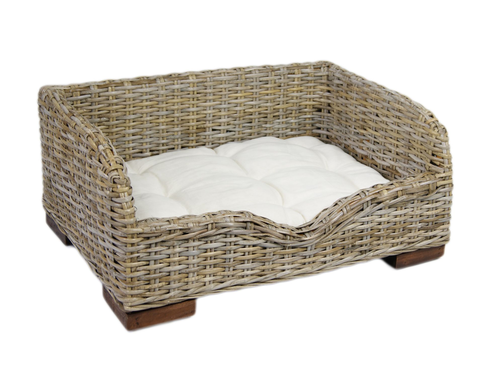 Tiersofa VILLA aus Rattangeflecht mit Einstieg und Liegekissen Naturmaterial