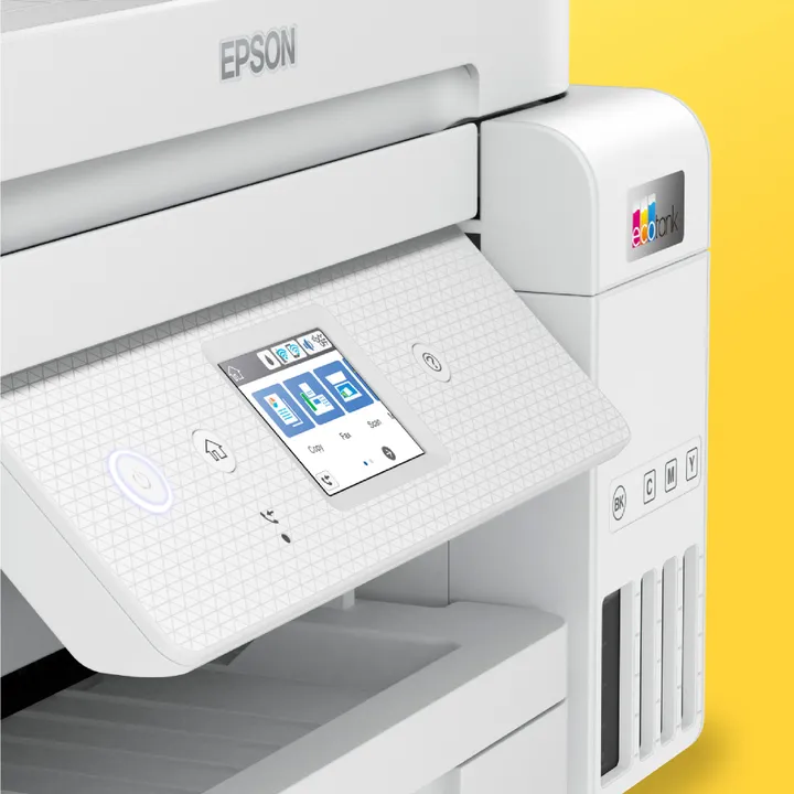 Epson EcoTank ET-4856 - Multifunktionsprinter - farve - blækprinter - kan genopfyldes - A4 (medie) - op til 15.5 spm (udskriver) - 250 ark - 33.6 Kbps - USB, LAN, Wi-Fi - hvid
