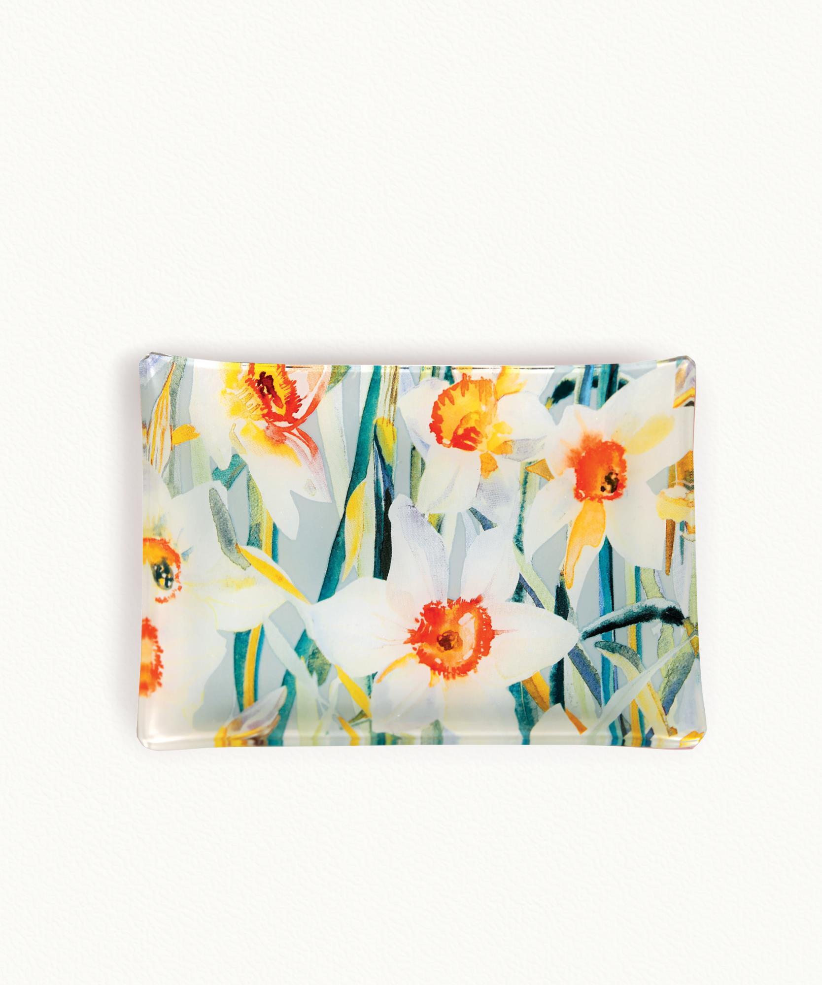 Porte savon Narcisse  Verre décoré - 10 × 14,5cm