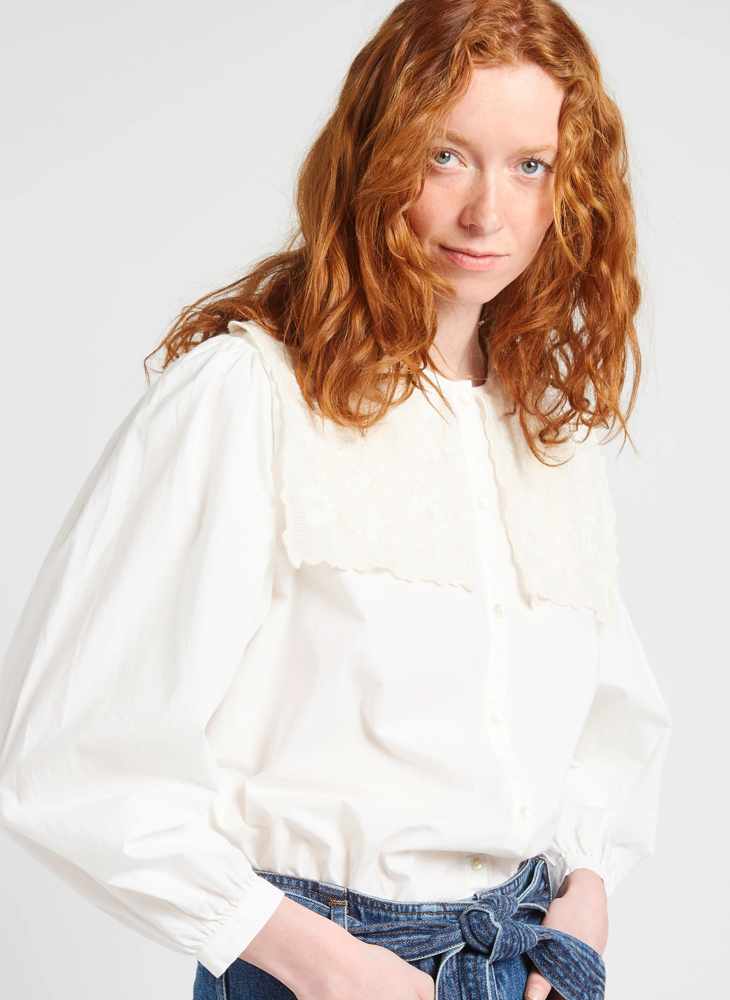 KITALLE - Chemise brodée en coton bio | Blanc