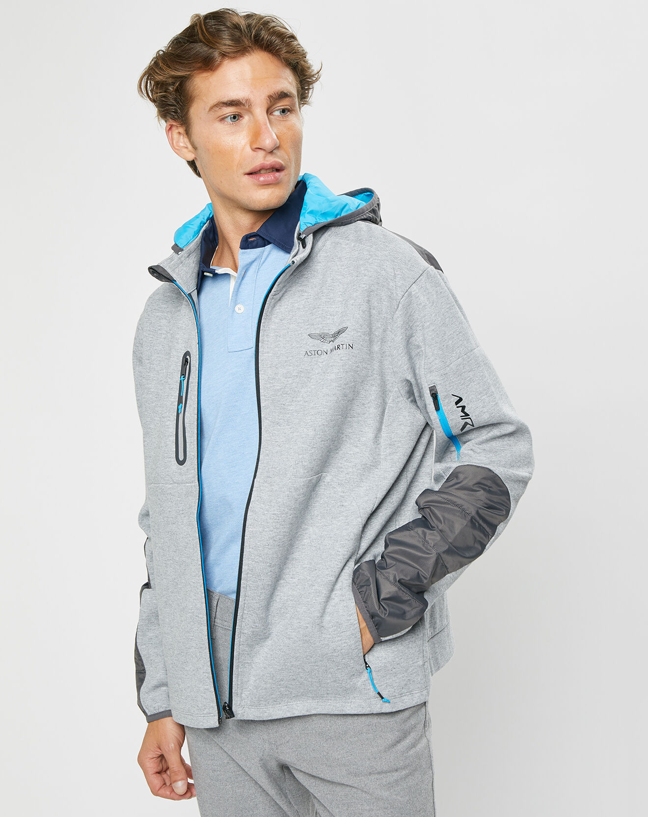 Hackett London Blouson Sweat Hybride Aston Martin Racing  gris